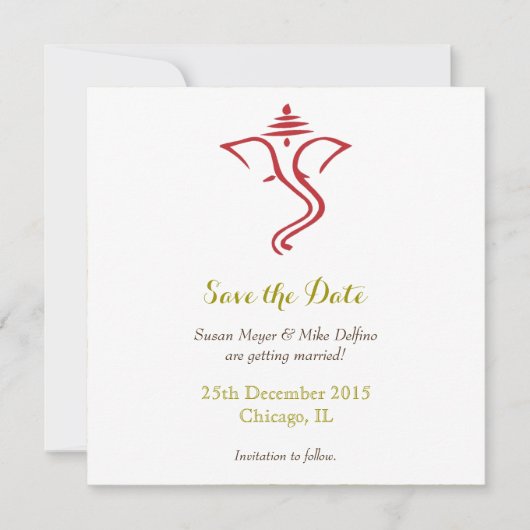 Rett Datum Hochzeit Rotgold Ganpati Save The Date (Vorderseite)