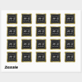 rett Datum Hochzeit schwarze Monogramm Quadratischer Aufkleber (Blatt)