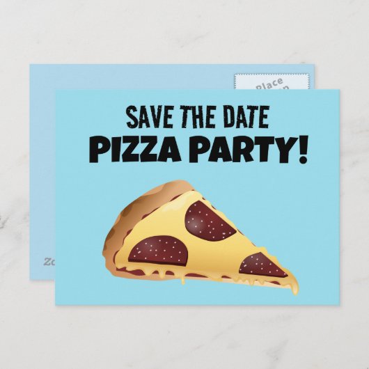 RETT DATUM PIZZA PARTY CUSTOM EINLADUNGEN Postkart (Vorne/Hinten)