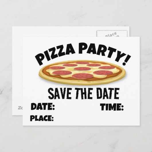 RETT DATUM PIZZA PARTY CUSTOM EINLADUNGEN Postkart (Vorne/Hinten)