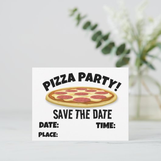 RETT DATUM PIZZA PARTY CUSTOM EINLADUNGEN Postkart (Stehend Vorderseite)