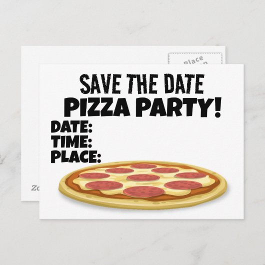 RETT DATUM PIZZA PARTY CUSTOM EINLADUNGEN Postkart (Vorne/Hinten)