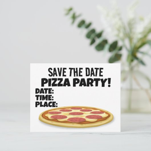 RETT DATUM PIZZA PARTY CUSTOM EINLADUNGEN Postkart (Stehend Vorderseite)