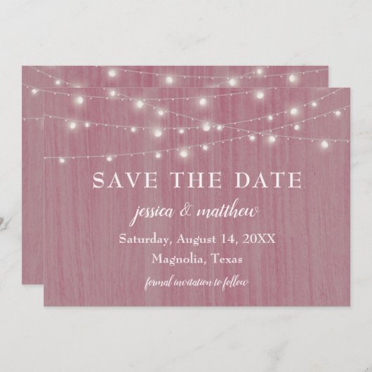 Rett Datum Rustikaler Bauernhof Twinkling Lights P Save The Date (Vorne/Hinten)