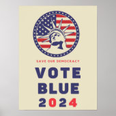 Rett Demokratie Abstimmung Blau 2024 Wahl Poster (Vorne)