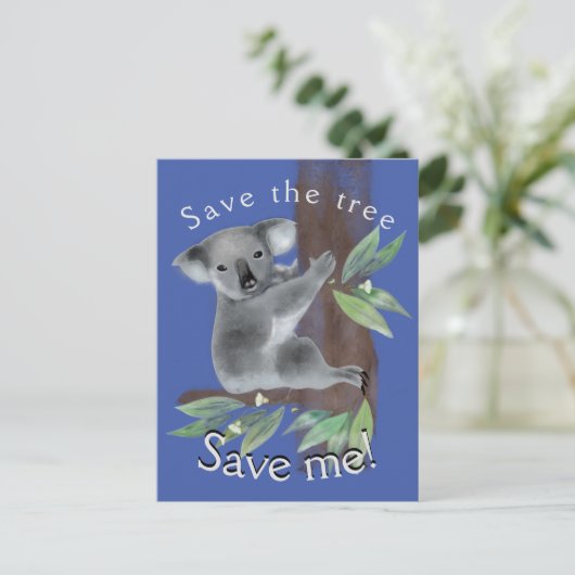 Rett den Baum, um den Baum umarmt koala retten Postkarte (Stehend Vorderseite)