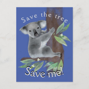 Rett den Baum, um den Baum umarmt koala retten Postkarte