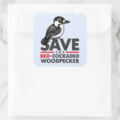 Rett den Rotcockaded Woodpecker Quadratischer Aufkleber (Tasche)
