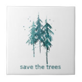 Rett der Bäume Einfache blaugrüne Aquarellkiefern Fliese (Vorderseite)