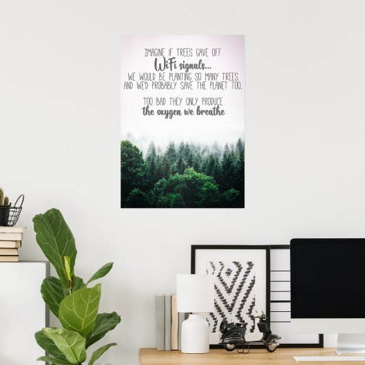 Rett der Bäume Sauerstoff mit nebeliger Walddarste Poster (Heimbüro)