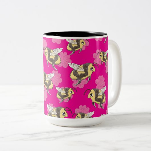 Rett der Bienen auf rosa, blumengeschmückten Unter Zweifarbige Tasse (VorderseiteRechts)