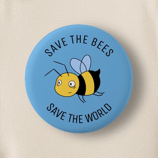 Rett der Bienen, der tired Worker bee on Blue Button