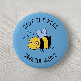 Rett der Bienen, der tired Worker bee on Blue Button