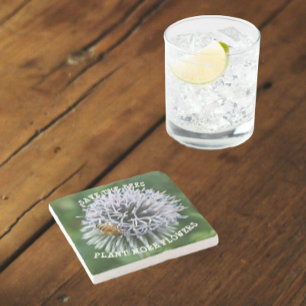 Rett der Bienen Globe Thistle Floral Steinuntersetzer