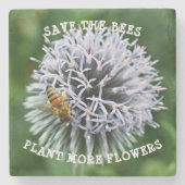 Rett der Bienen Globe Thistle Floral Steinuntersetzer (Vorderseite)