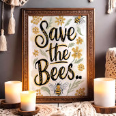 Rett der Bienen Honeycomb Blume Conservation Art Poster