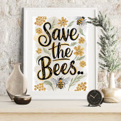 Rett der Bienen Honeycomb Blume Conservation Art Poster