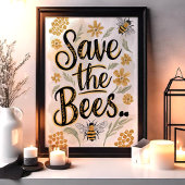 Rett der Bienen Honeycomb Blume Conservation Art Poster