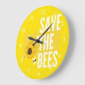 rett der Bienen-HONEYCOMB-Honigtopf Große Wanduhr (Winkel)