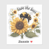 Rett der Bienen Hummeln & Sonnenblumen Wasserdicht Aufkleber (Blatt)