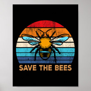 Rett der Bienen Retro Vintagen Klimawandel Erde D Poster
