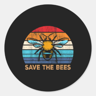 Rett der Bienen Retro Vintagen Klimawandel Erde D Runder Aufkleber
