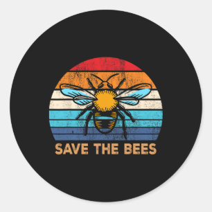 Rett der Bienen Retro Vintagen Klimawandel Erde D Runder Aufkleber
