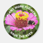 Rett der Bienen Rosa Zinnia Floral Magnet (Vorne)