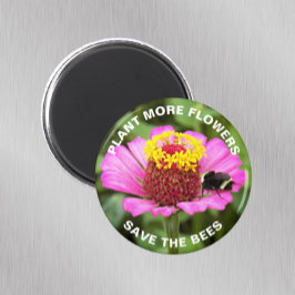 Rett der Bienen Rosa Zinnia Floral Magnet