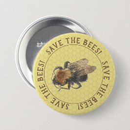 Rett der Bienen | Vintage Honigbiene und Honeycomb Button