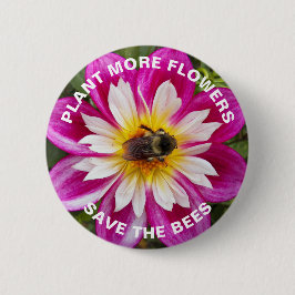 Rett der Bienenblume auf der rosa Dahlia-Blume Button