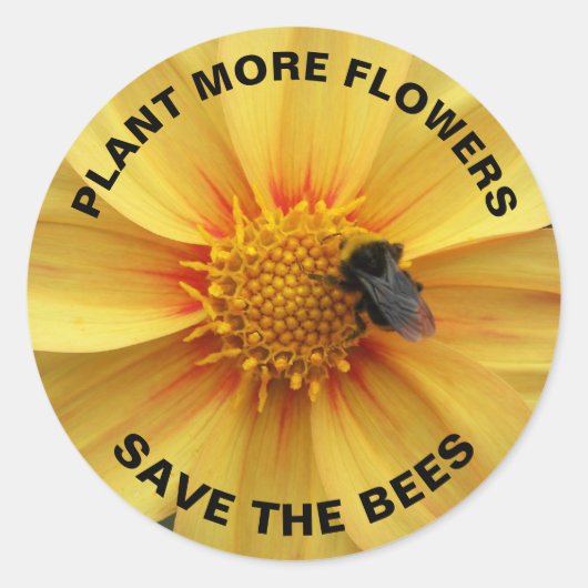Rett der Bienenblume auf der Yellow Dahlia-Blume Runder Aufkleber (Vorderseite)