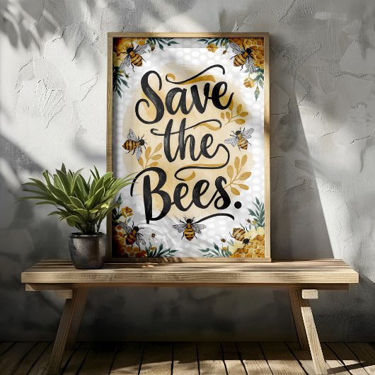 Rett der Bienenfloral und Honeycomb Wall Art Poster