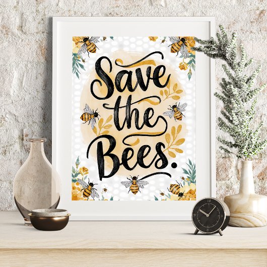 Rett der Bienenfloral und Honeycomb Wall Art Poster