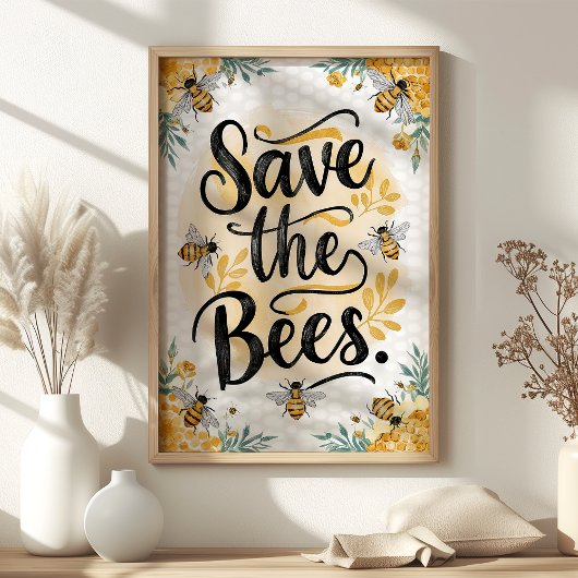 Rett der Bienenfloral und Honeycomb Wall Art Poster