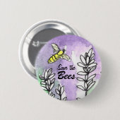 Rett der Bienenzucht-Blume Wasserfarbe Button (Vorne & Hinten)
