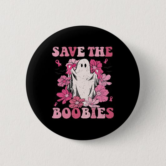 Rett der Boo-Babys Rosa Geist weibliche Brustkrebs Button (Vorderseite)