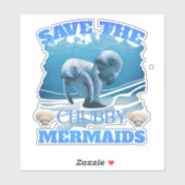 Rett der Chubby Mermaids Manatees Aufkleber (Blatt)