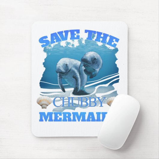 Rett der Chubby Mermaids Manatees Mousepad (Mit Mouse)