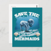 Rett der Chubby Mermaids Manatees Postkarte (Vorne/Hinten)