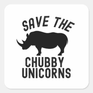 Rett der Chubby-Unicorns Quadratischer Aufkleber