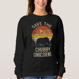 Rett der Chubby Unicorns Retro Vintag Rhino Anima Sweatshirt