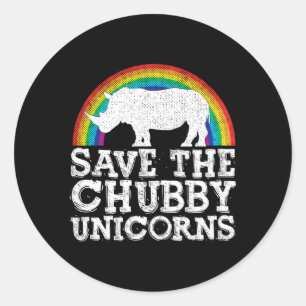 Rett der Chubby Unicorns Rhino Conservation Rainbo Runder Aufkleber