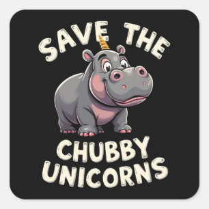 Rett der Chubby Unicorns Rhino Tierrechte Quadratischer Aufkleber