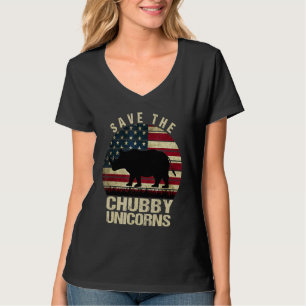 Rett der Chubby Unicorns Vintag Retro Rhino Anim T-Shirt