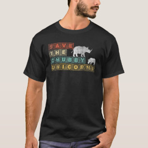 Rett der Chubby Unicorns Vintag Retro Style Rhino T-Shirt