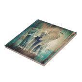 Rett der Elefanten Blue Wood Grunge Digitale Kunst Fliese (Seite)