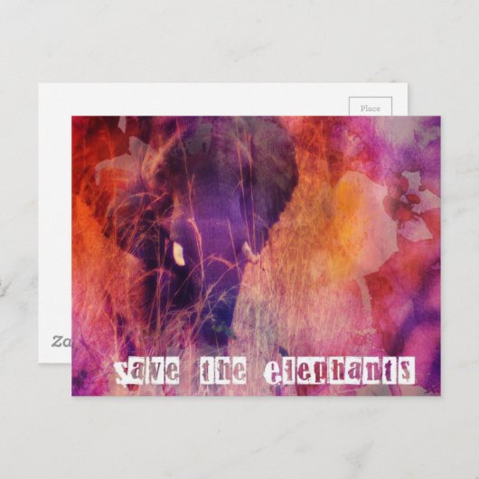 Rett der Elefanten farbenfrohe Grunge Digitale Kun Postkarte (Vorne/Hinten)