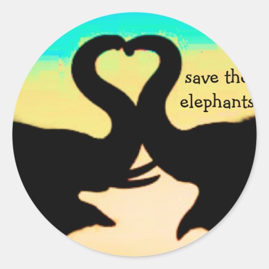 Rett der Elefanten-Herzstämme Runder Aufkleber (Vorderseite)