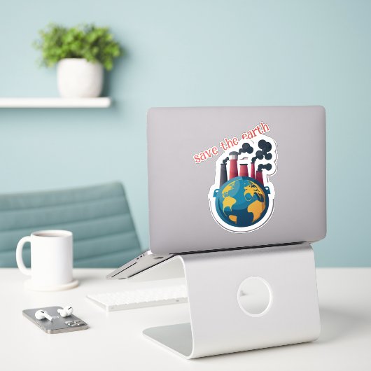 Rett der Erde Aufkleber (Laptop auf Schreibtisch)